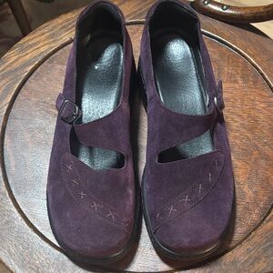 Dansko Purple Suede Mary Jane Flats with Buckle